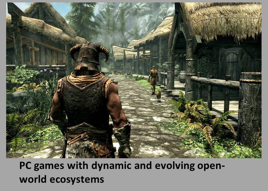 PC games with dynamic and evolving open-world ecosystems